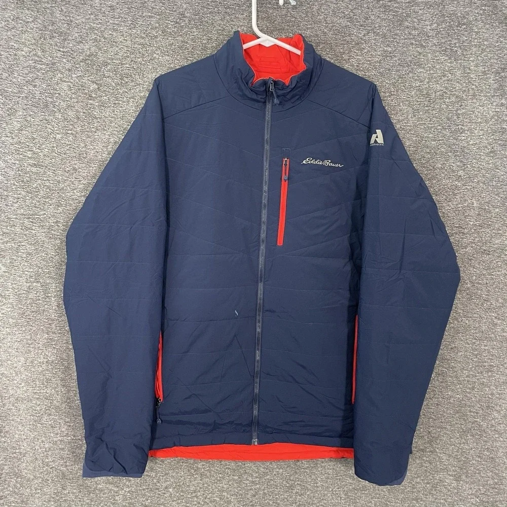 Eddie Bauer First Ascent Jacket Mens XL Blue Red Reversible Insulated Atom
